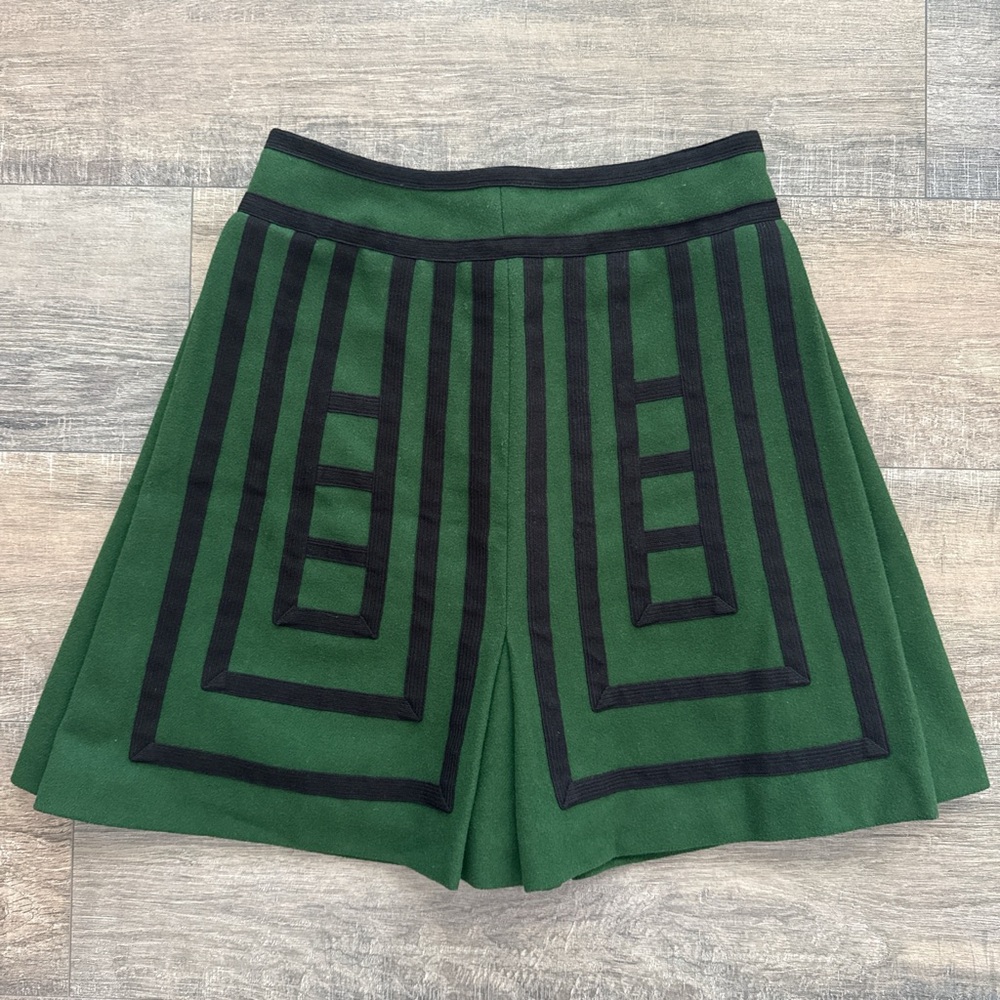 Maeve Anthropologie Green Geometric Wool Blend Skirt